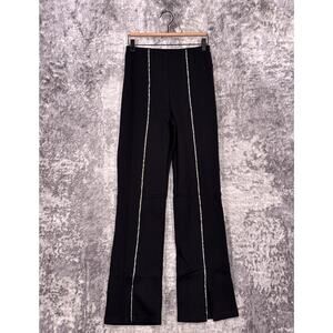 New Carbon38 Pants Medium Womens Black Rhinestone Front Slit Sweatpant